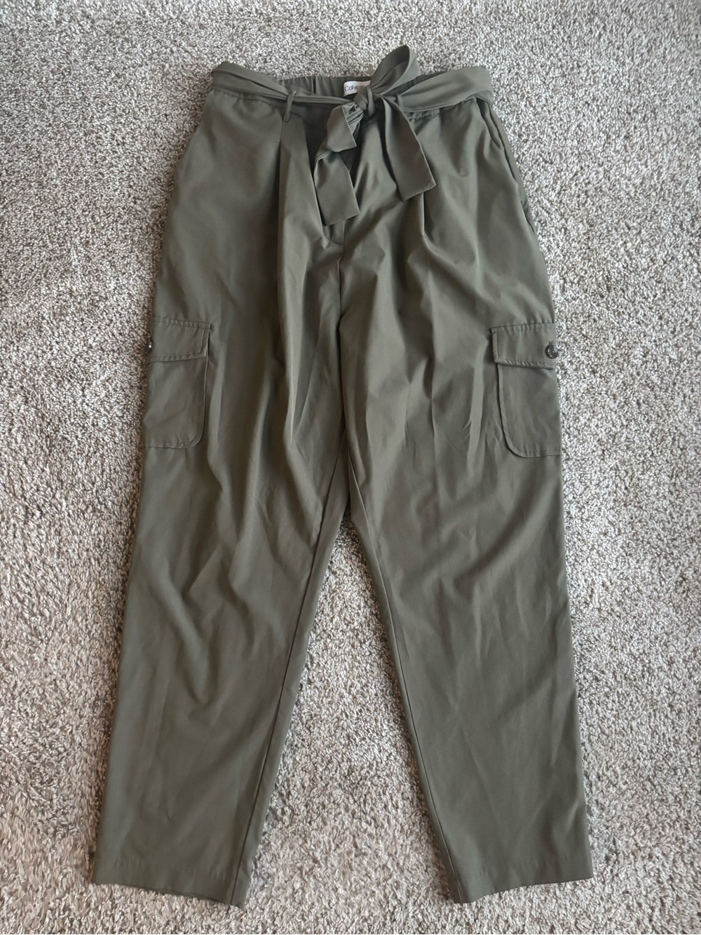 Calvin Klein Olive Tie-Waist Cargo Pants